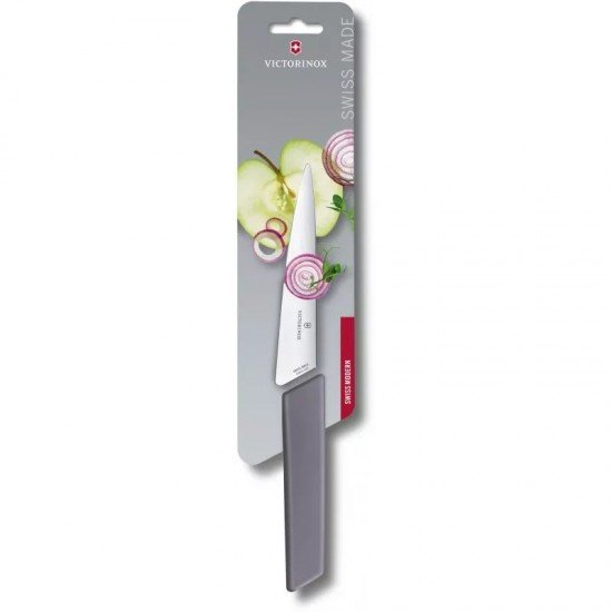 Кухонний ніж універсальний 15 см Victorinox Swiss Modern Kitchen гладке лезо, бузковий, блістер (6.9016.1521B)