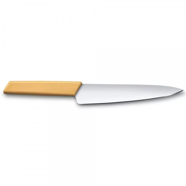 Кухонний обробний ніж 19 см Victorinox Swiss Modern Carving широке, гладке лезо, медовий, упаковка - блістер (6.9016.198B)