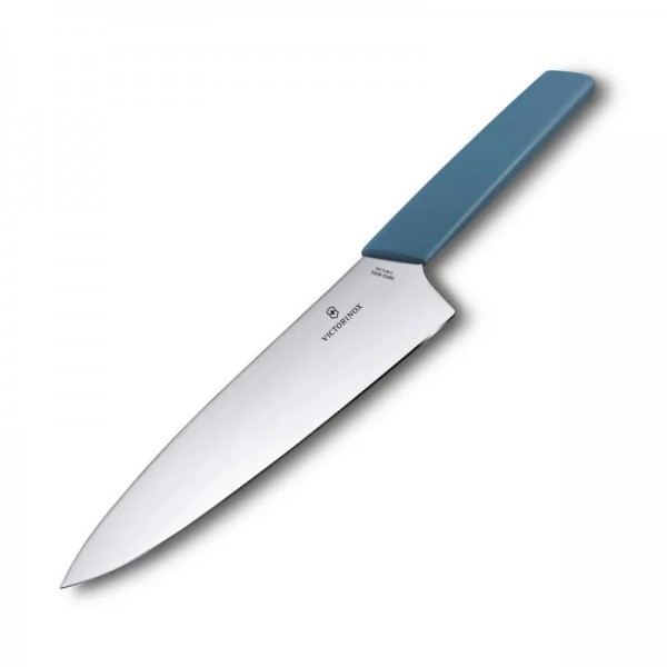 Кухонний обробний ніж Victorinox 20 см Swiss Modern Carving широке, гладке лезо, блакитний, блістер (6.9016.202B)