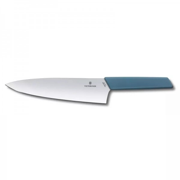 Кухонний обробний ніж Victorinox 20 см Swiss Modern Carving широке, гладке лезо, блакитний, блістер (6.9016.202B)