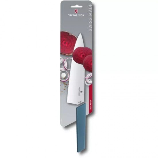 Кухонний обробний ніж Victorinox 20 см Swiss Modern Carving широке, гладке лезо, блакитний, блістер (6.9016.202B)