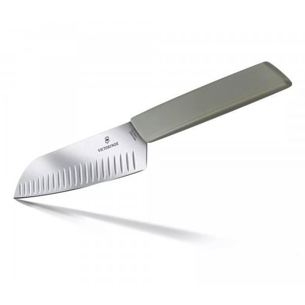 Ніж кухонний Сантоку 17 см Victorinox Swiss Modern Santoku лезо рифлене (з канавками) , оливковий , блістер(6.9056.17K6B)