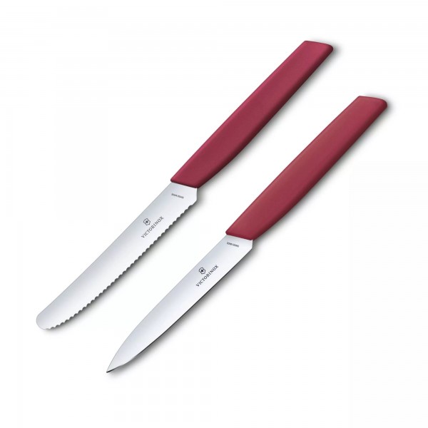 Набір з двох кухонних ножів для чищення Victorinox Swiss Modern Paring Set: 2 ножі з червоними ручками Marine та лезами 10 і 11 см Швейцарія (Lim.Ed. 2022) (6.9096.2L4)