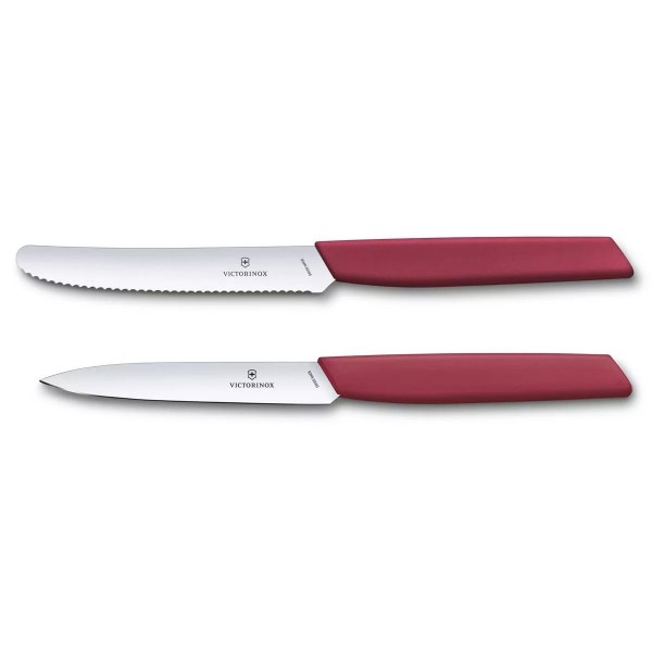 Набір з двох кухонних ножів для чищення Victorinox Swiss Modern Paring Set: 2 ножі з червоними ручками Marine та лезами 10 і 11 см Швейцарія (Lim.Ed. 2022) (6.9096.2L4)