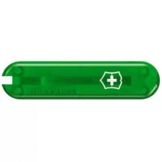 Накладка на ніж-брелок 58мм Victorinox Green Tea передня з лого, зелена напівпрозора (Fa+)