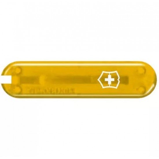Накладка на ніж-брелок 58 мм Victorinox Tuscan Sun передня з лого, жовта напівпрозора (C.6281.T3)