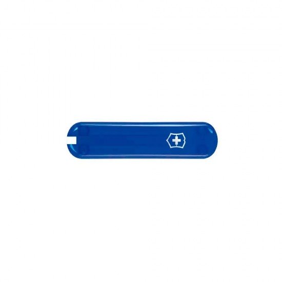 Накладка на ніж 65мм Victorinox blue transparent передня з лого, синій напівпрозорий (C.6402.T3)
