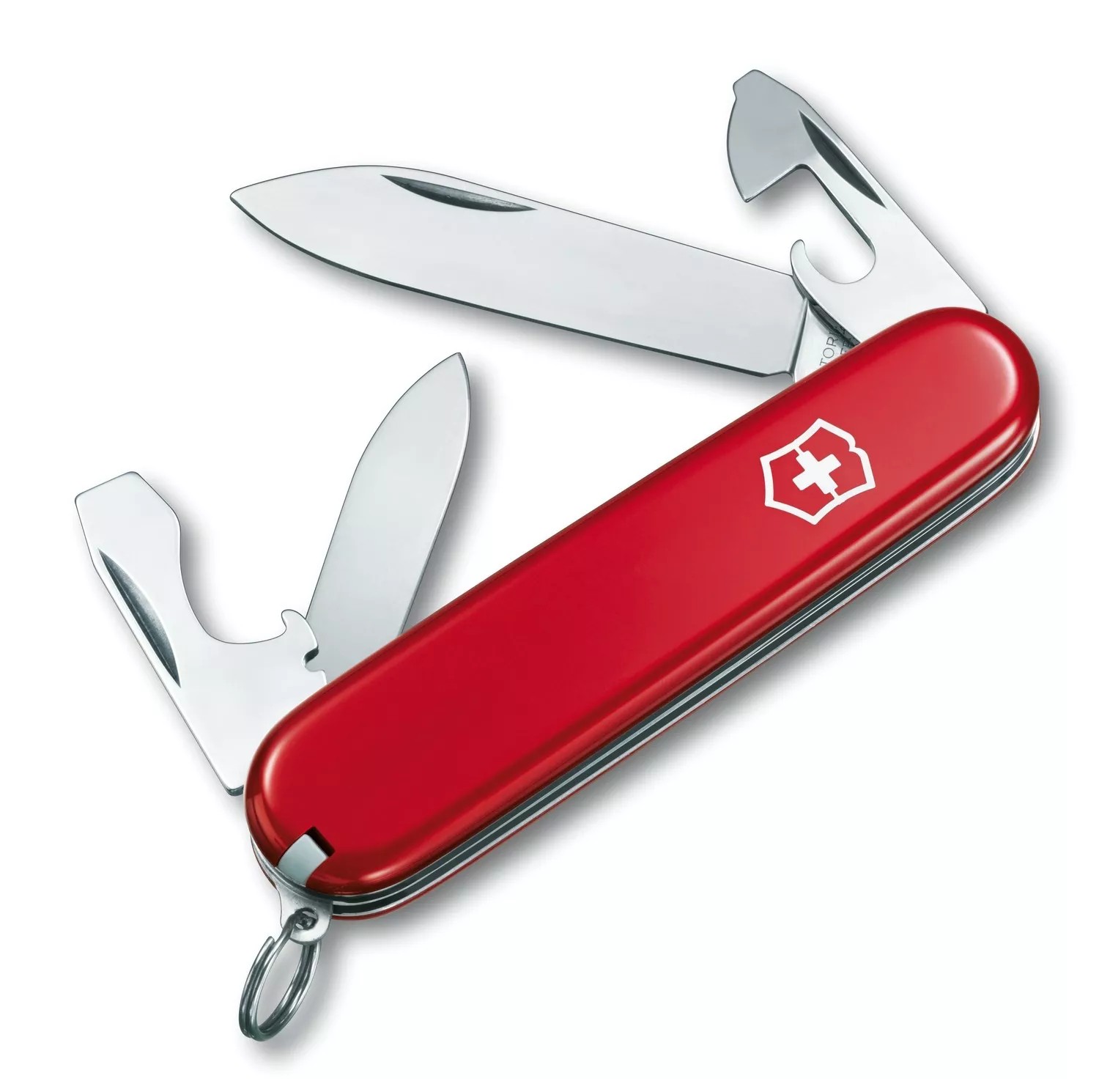 Складаний ніж 84 мм Victorinox RECRUIT 2 шари, 10 функцій з червоними накладками, блістер (0.2503.B1)