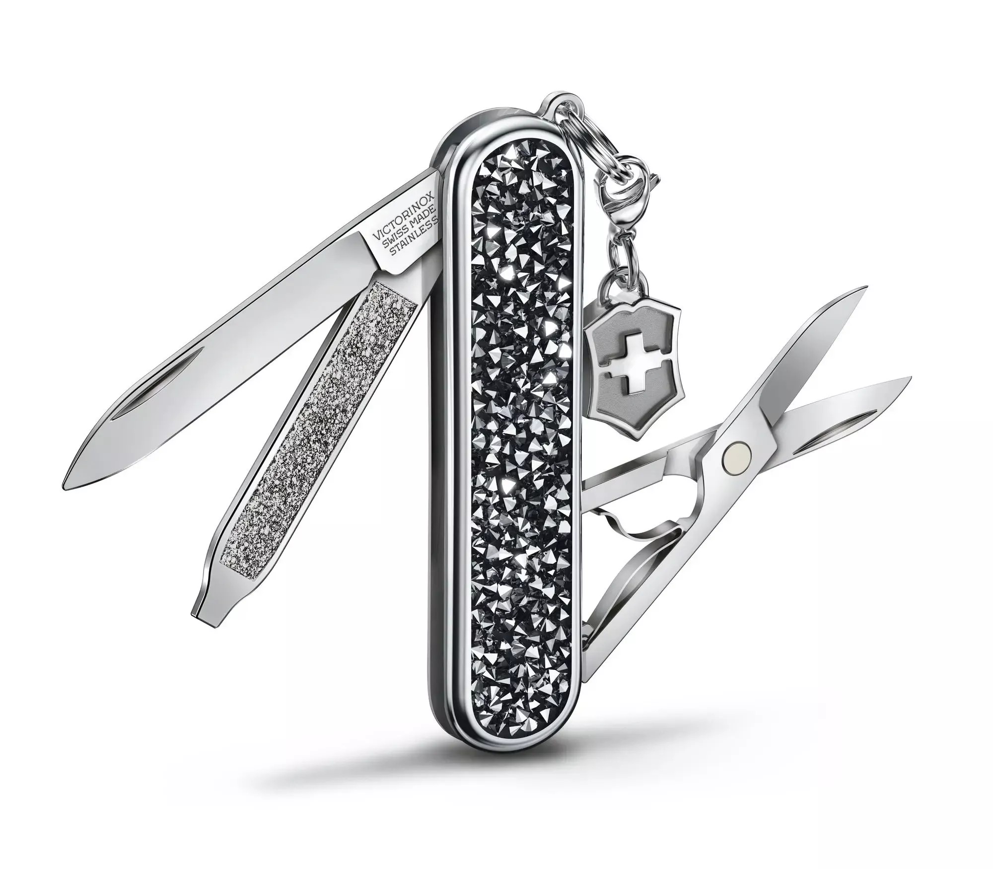 Складаний ніж 58 мм Victorinox Classic SD Brilliant Crystal 5 функцій, рукоять інкрустована кристалами (0.6221.35)
