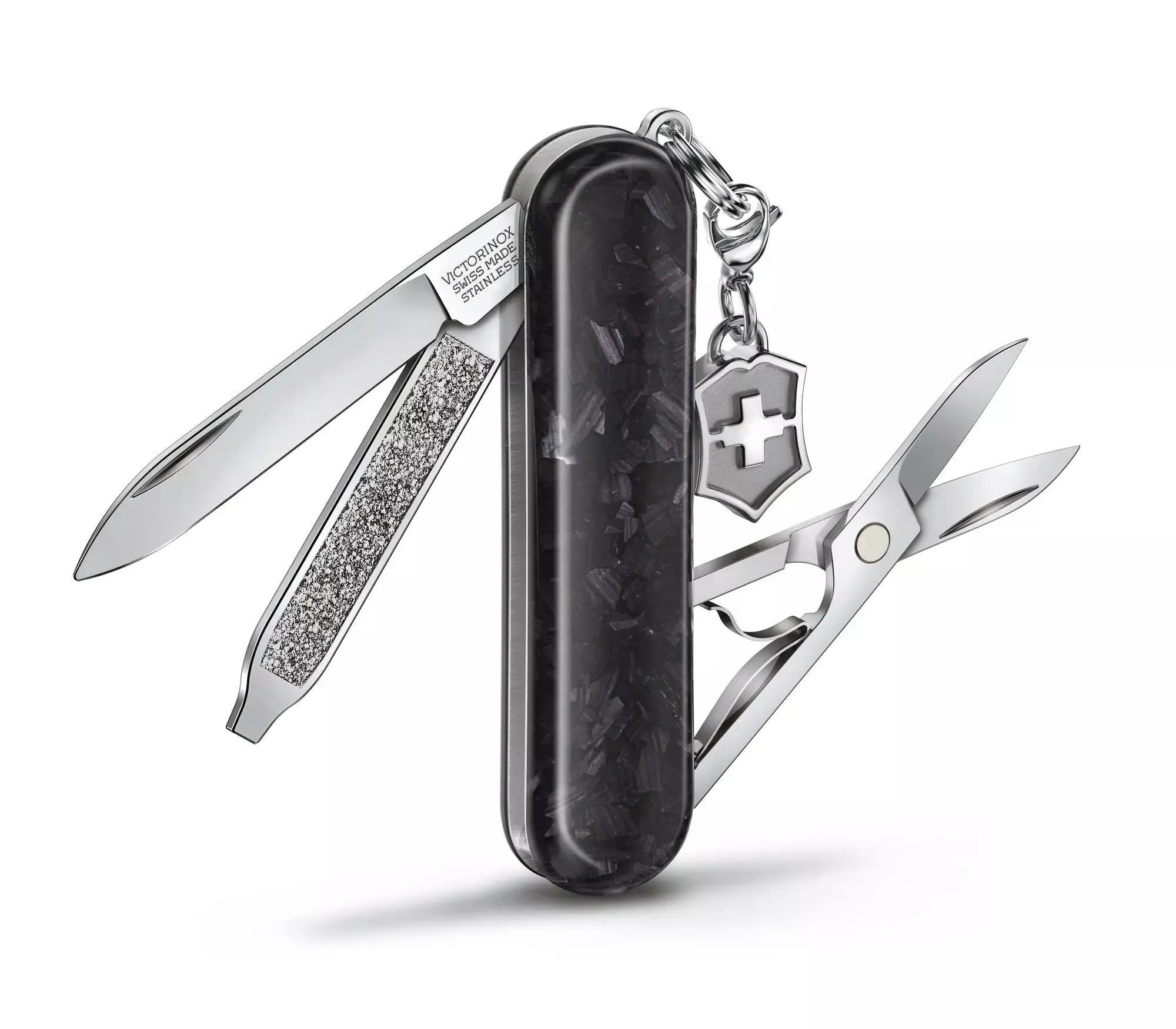 Складаний ніж Victorinox Classic SD Brilliant Carbon 58 мм 5 функцій рукоятка з карбону (0.6221.90)