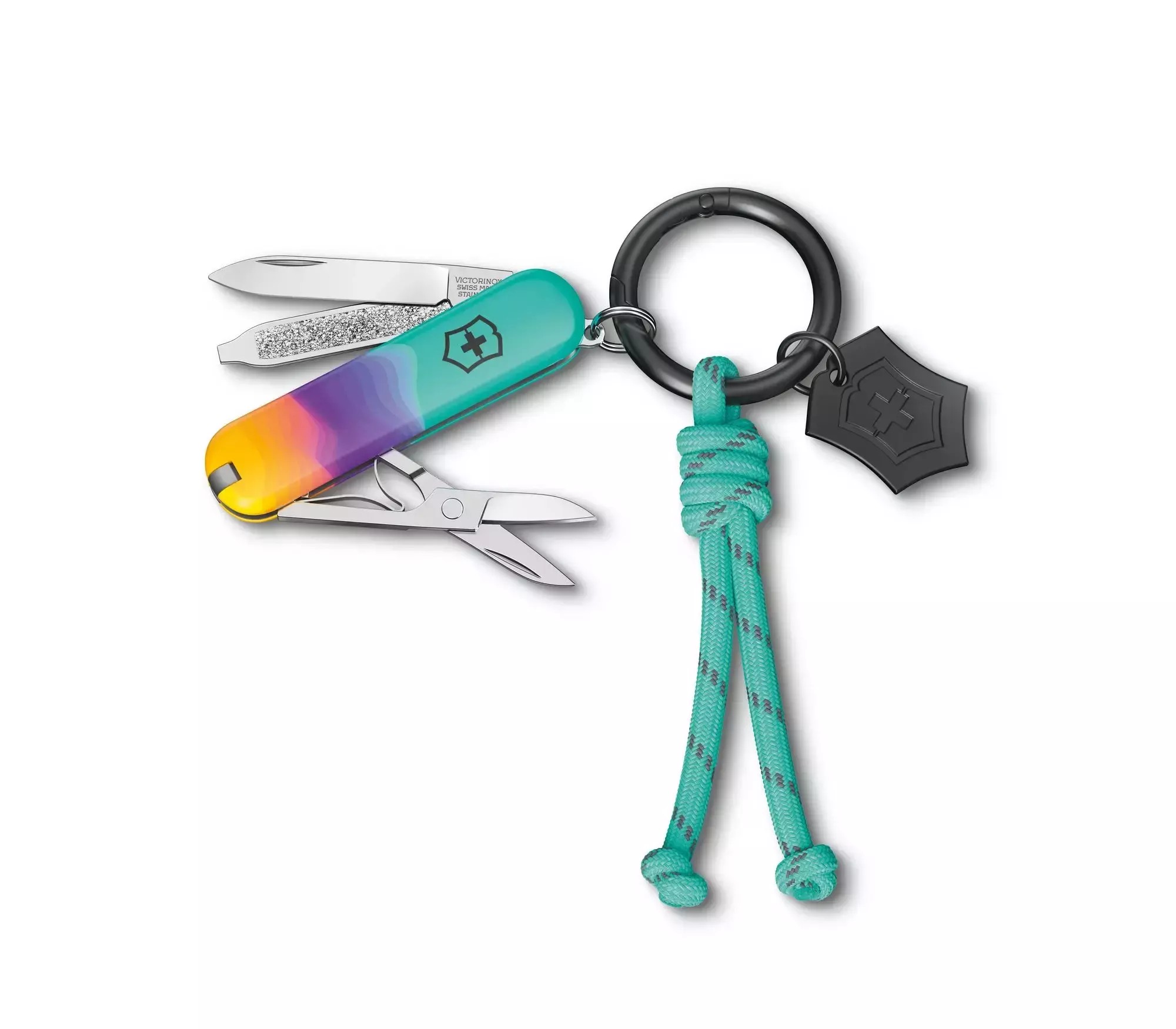 Складаний ніж-брелок 58 мм Victorinox Classic SD Sydney Style, 7 функцій, зелений/фіолетовий/жовтий (0.6223.E222)