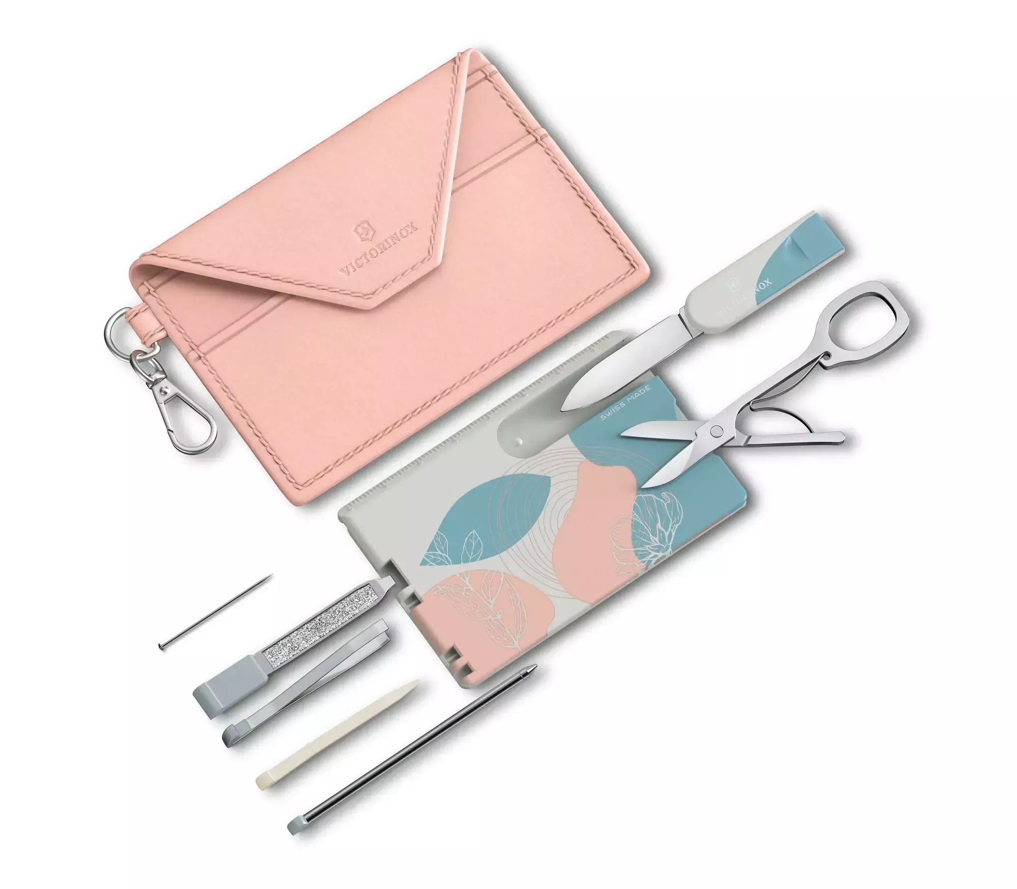 Картка-мультитул на 10 функцій Victorinox SwissCard Classic Paris Style чохол у комплекті, розовий (0.7100.E221))