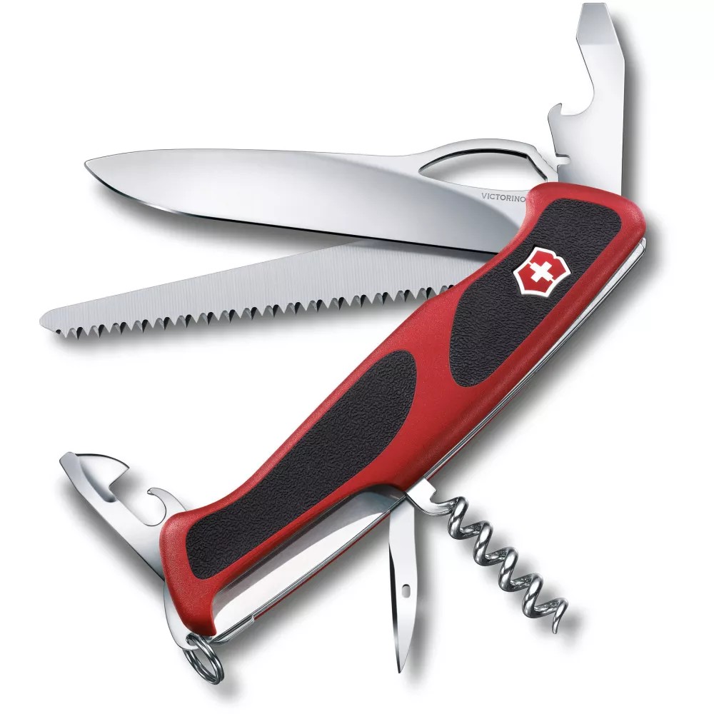 Складаний ніж 130 мм Victorinox Delemont RangerGrip 79 14 функцій, червоно-чорний, блістер (0.9563.MCB1)