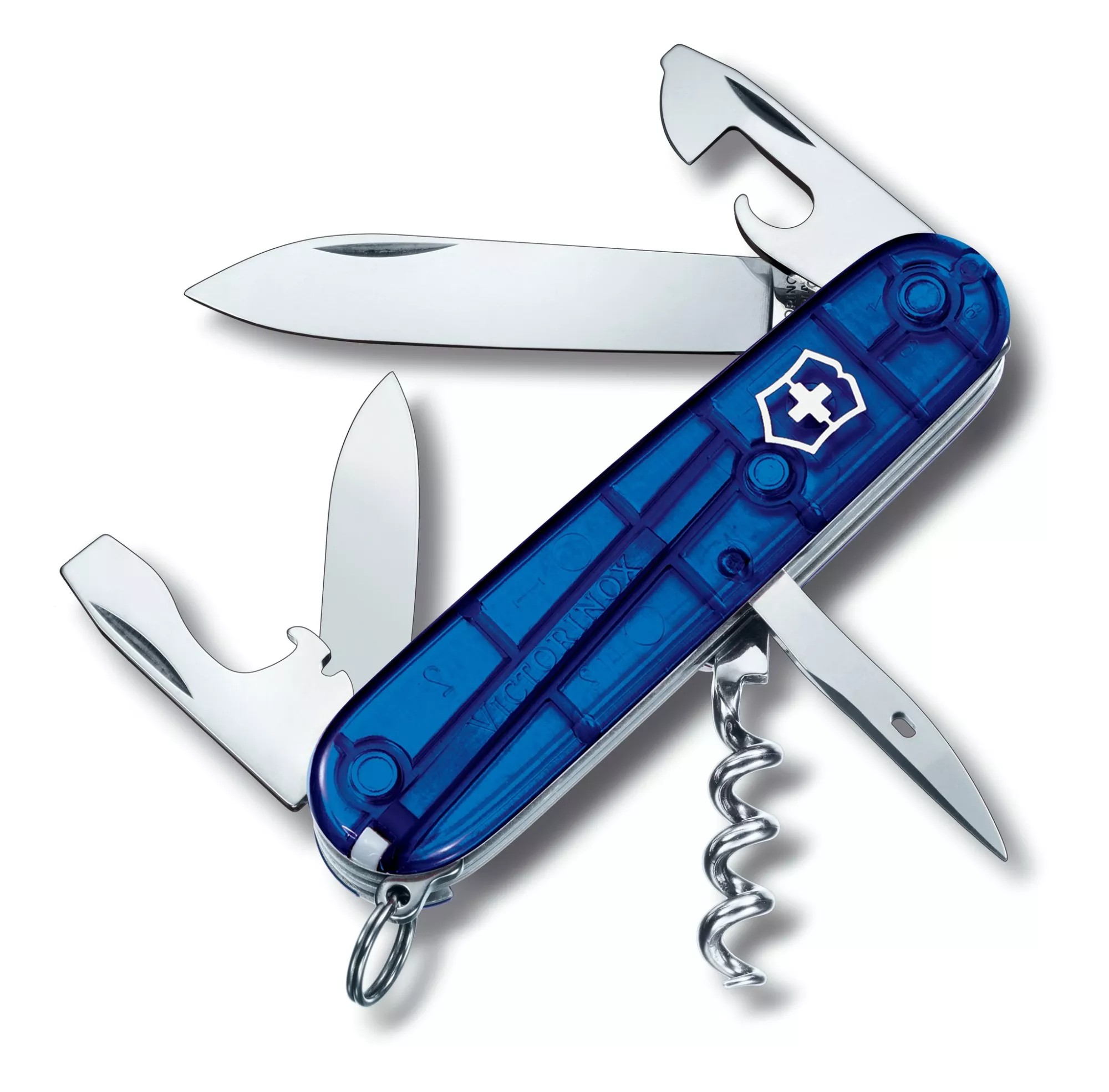 Складаний ніж 91 мм Victorinox Spartan Blue Trans 2 шари, 12 функцій, синій напівпрозорий, блістер (1.3603.T2B1)