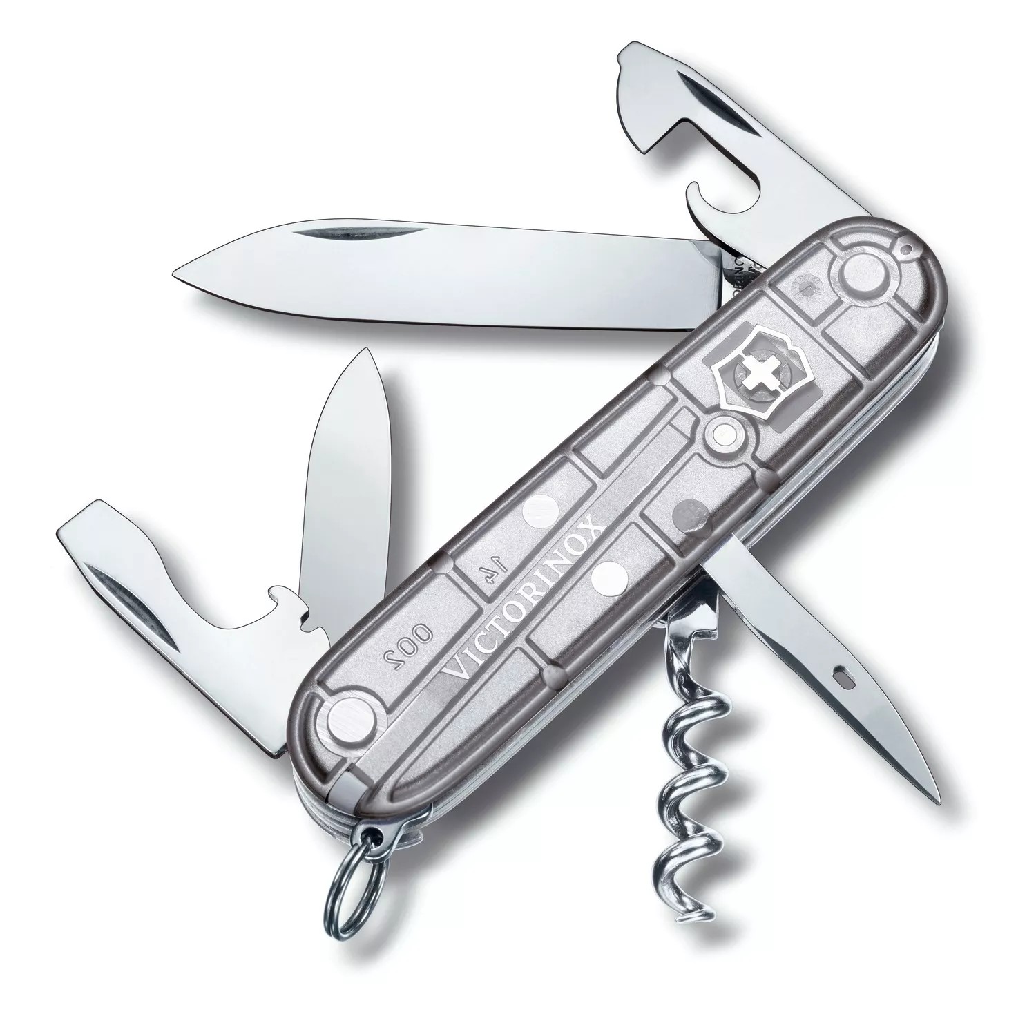 Складаний ніж 91 мм Victorinox Spartan SilverTech 2 шари, 12 функцій,прозорий сріблястий, блістер (1.3603.T7B1)