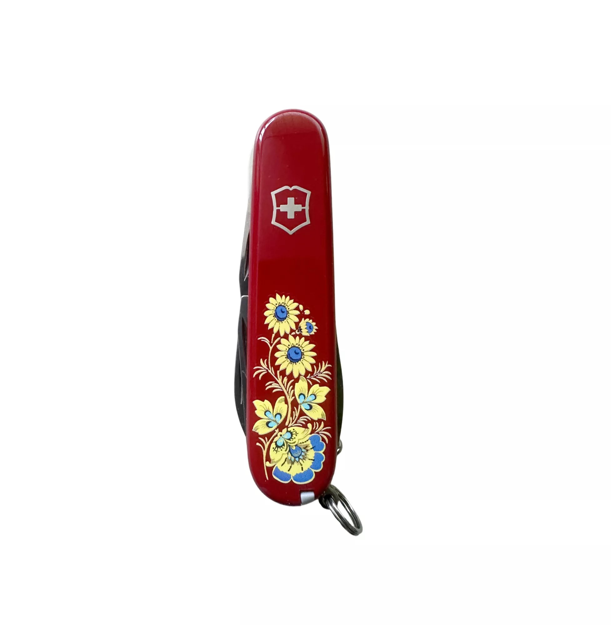 Складаний ніж 91 мм Victorinox Camper Ukraine 13функцій, 3 шари, червоний, Квіти (1.3613_T1050u)