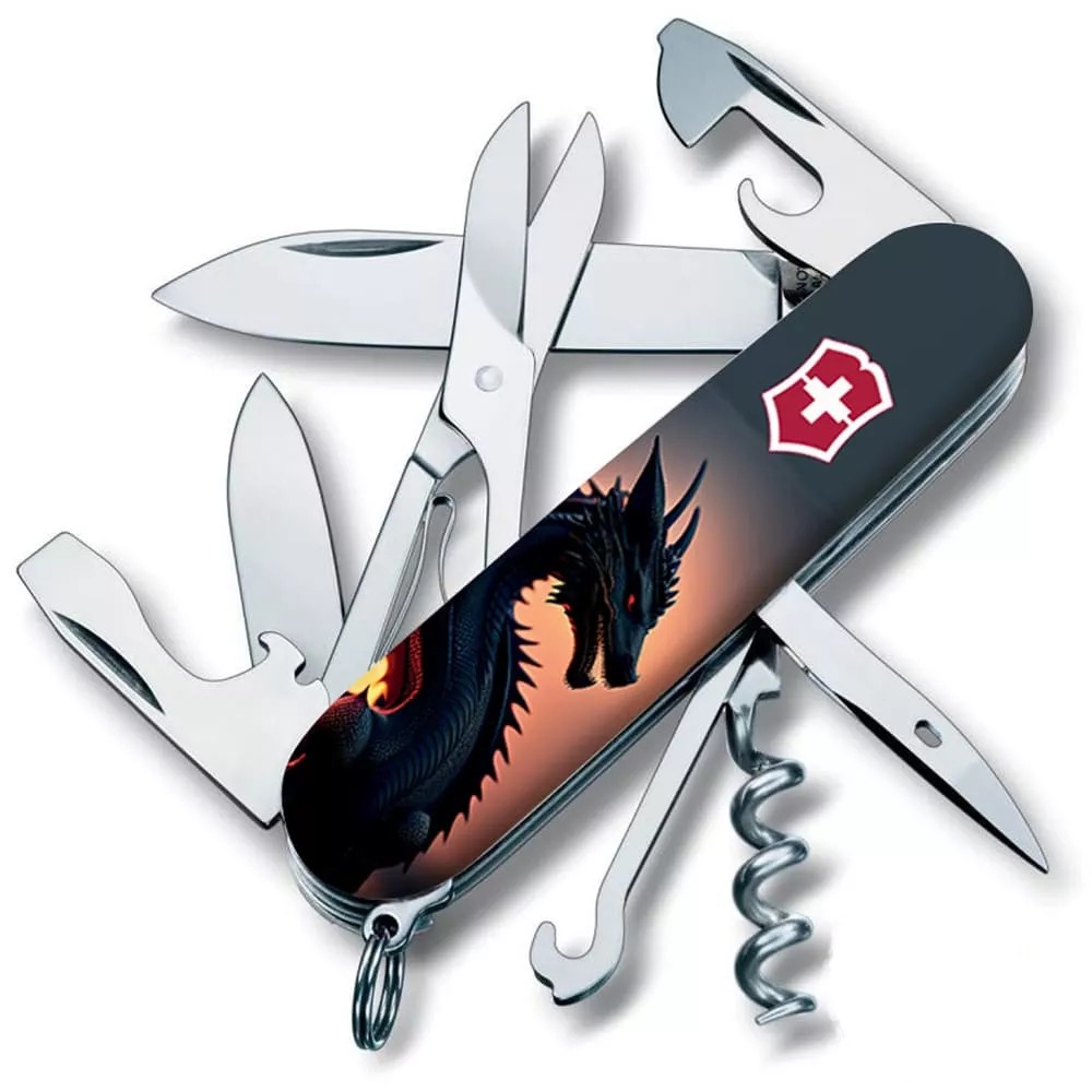 Складаний ніж Victorinox Climber Zodiac 91 мм 14 функцій Дракон у променях сонця (1.3703.3_Z3270p)