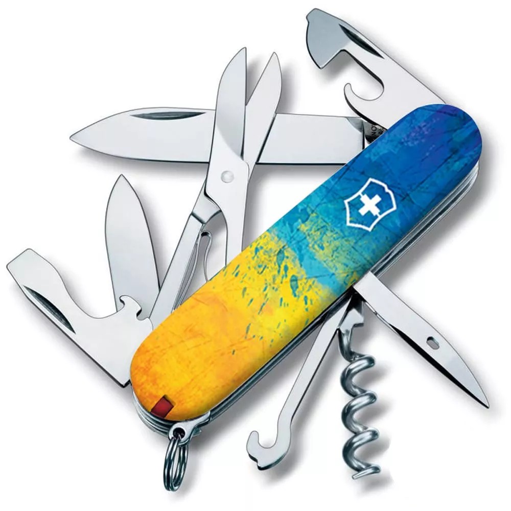 Складаний ніж Victorinox Climber Ukraine 91 мм 15 функцій Жовто-синій (1.3703.7_T3100pw)