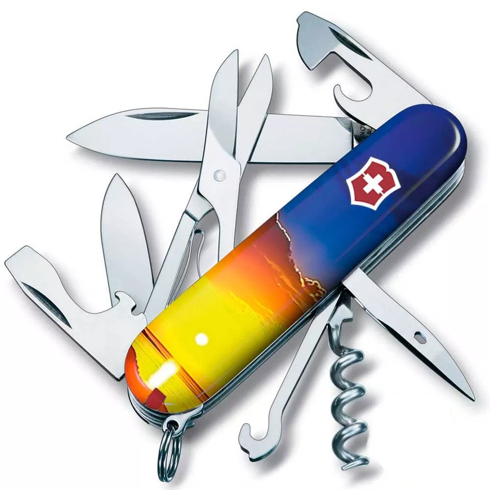 Складаний ніж Victorinox Climber Ukraine 91 мм 15 функцій Світанок (1.3703.7_T3220pw)
