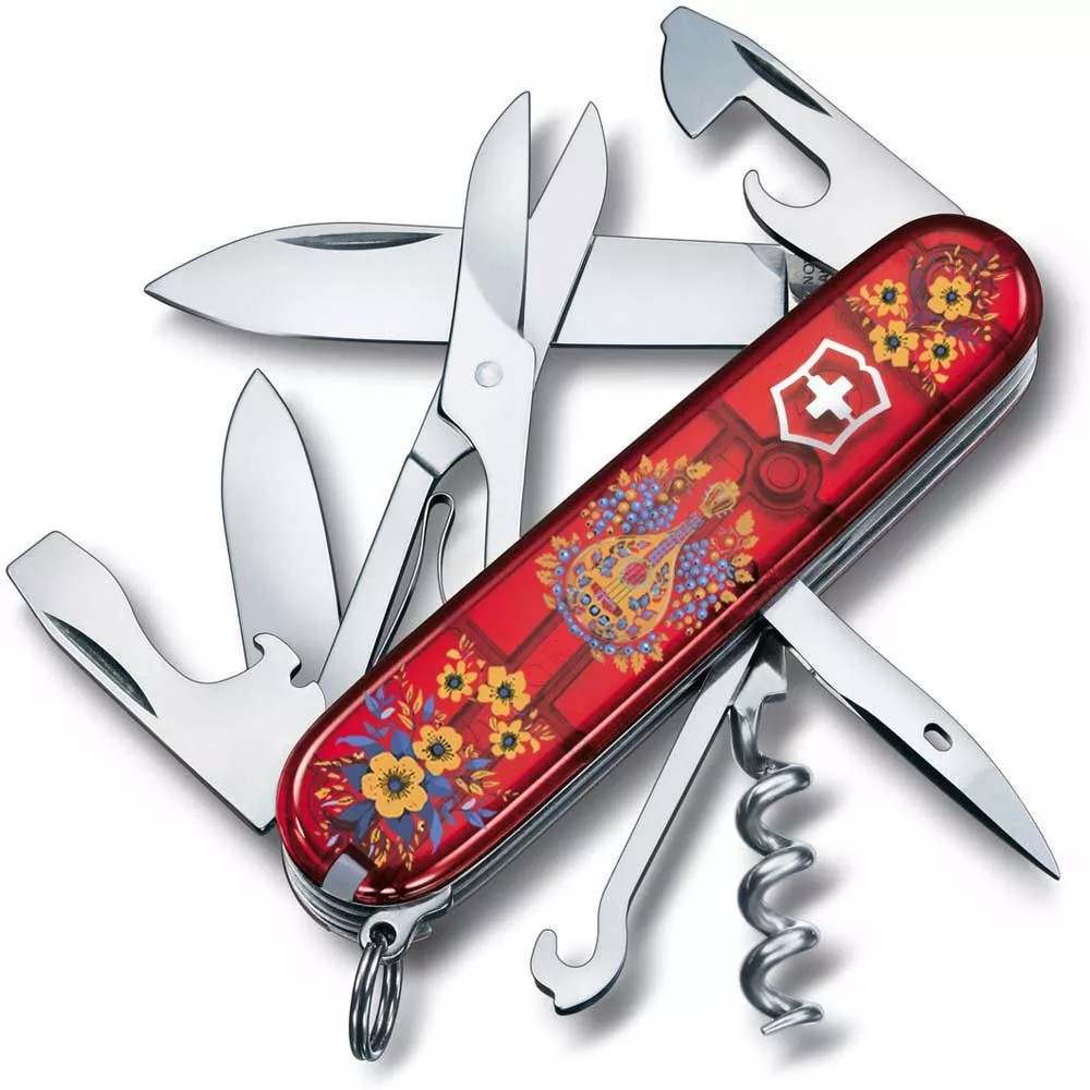 Складаний ніж Victorinox Climber Ukraine 91 мм 14 функцій Українські мотиви (1.3703.T_T1370u)