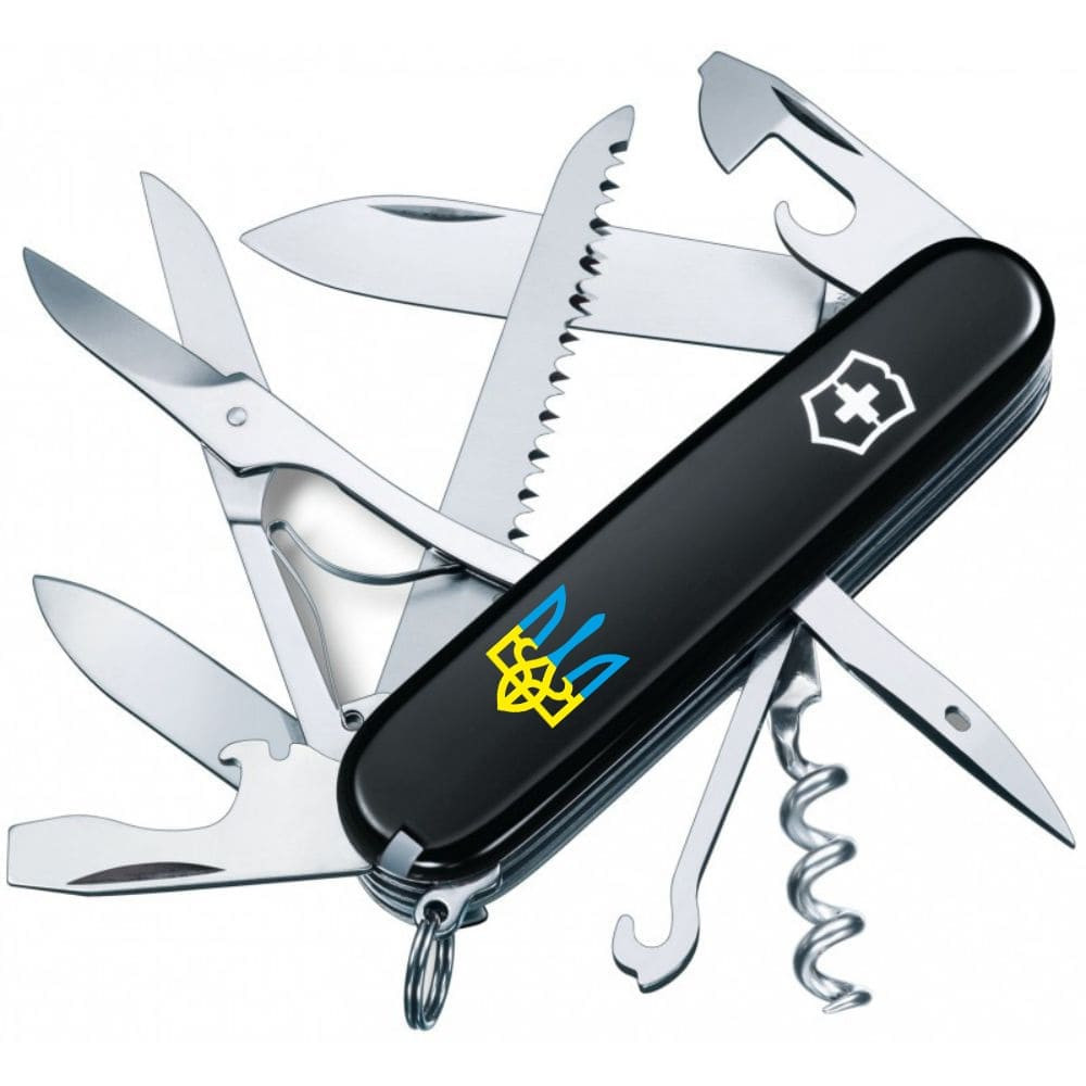Складаний ніж Victorinox HUNTSMAN UKRAINE Тризуб синє-жовт 1.3713.3_T0016u