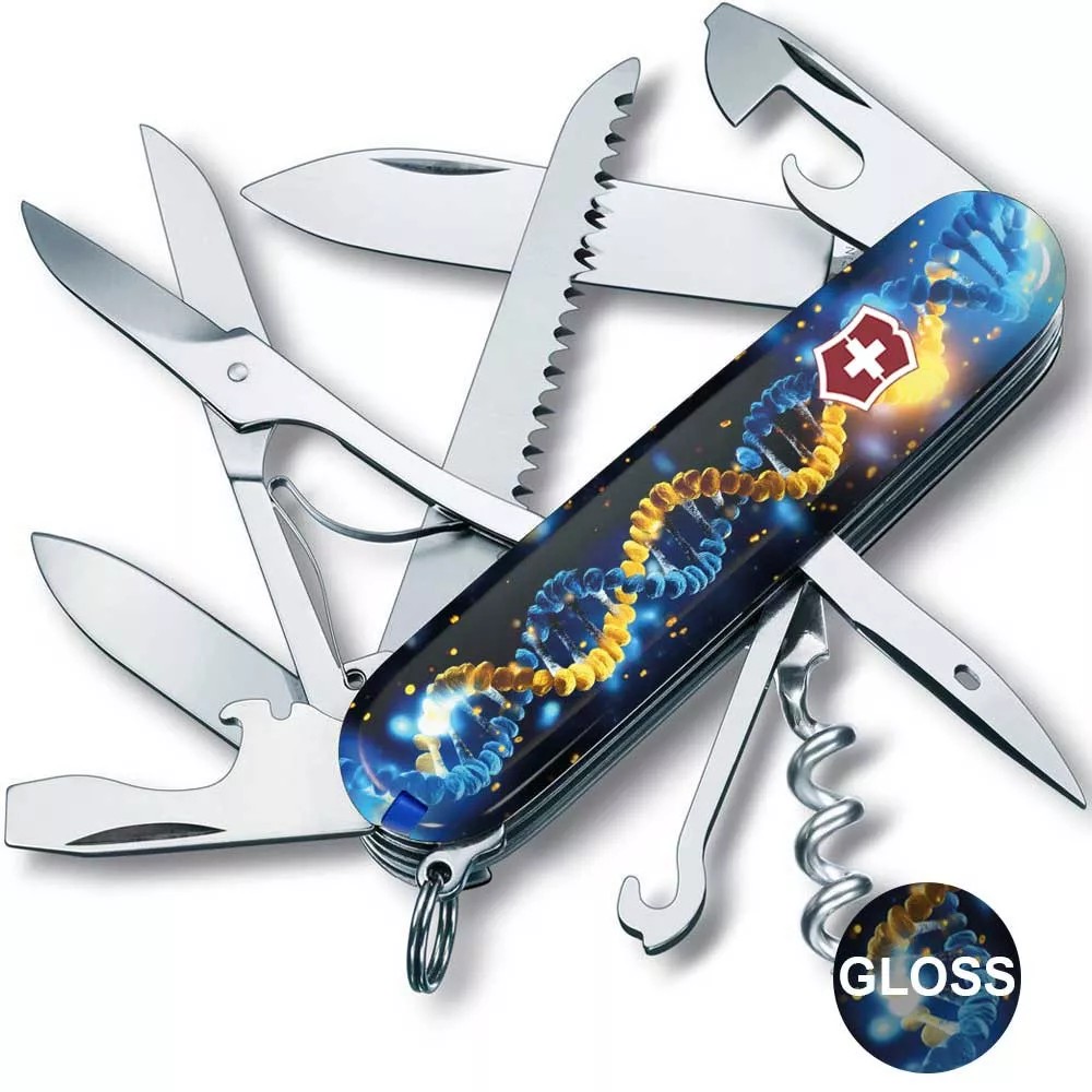 Складаний ніж 91мм Victorinox Huntsman Zodiac15 функцій синій ДНК Українця (1.3713.3_T3270pw)