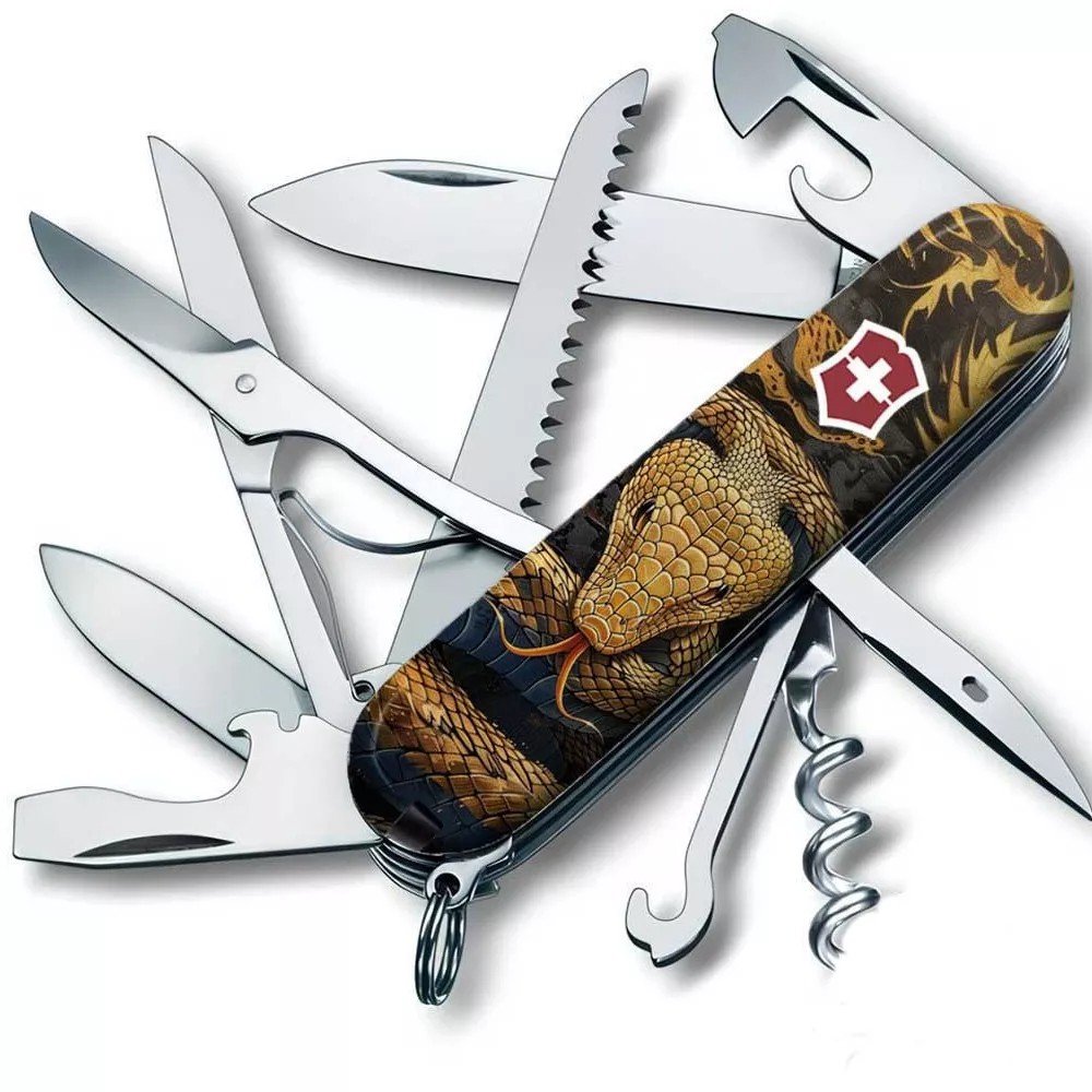 Складаний ніж 91мм Victorinox Huntsman Zodiac 15 функцій Дерев'яна змія (1.3713.3_Z4280pk)