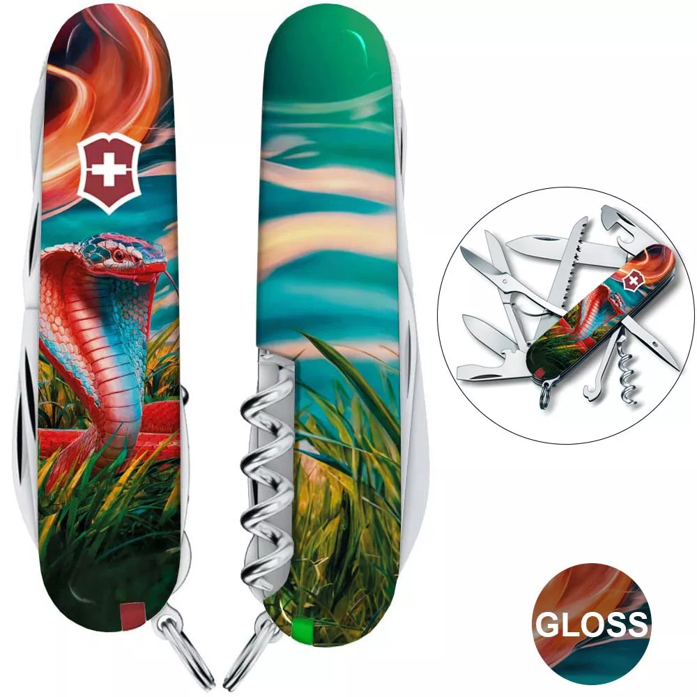 Складаний ніж 91мм Victorinox Huntsman Zodiac15 функцій чорний Барвиста кобра (1.3713.3_Z4290pk)