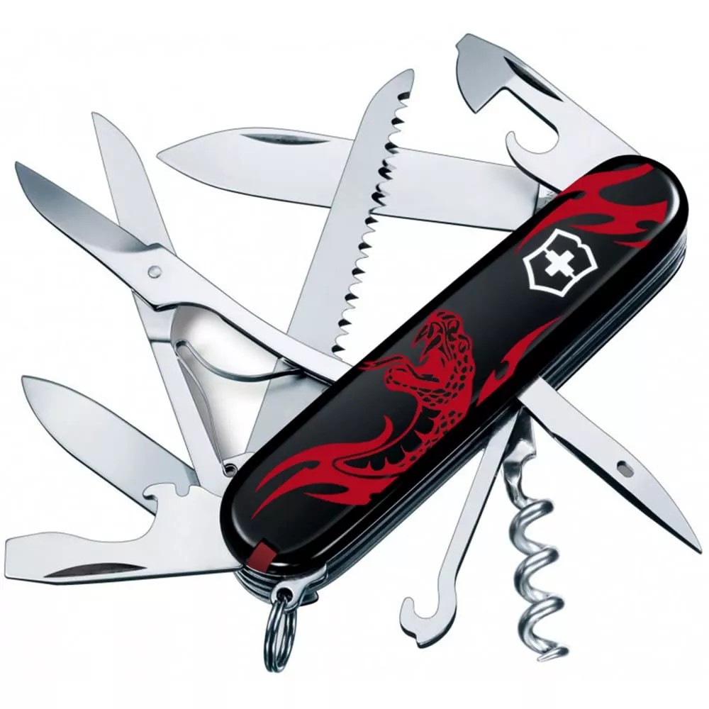 Складаний ніж 91мм Victorinox Huntsman Zodiac15 функцій чорний Вражаюча змія (1.3713.3_Z4351u)