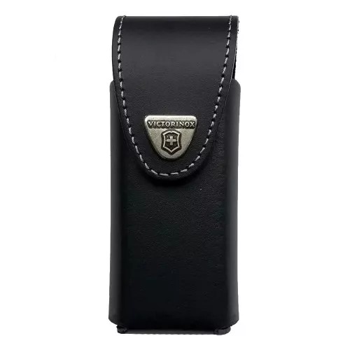 Чохол на пояс шкіряний для мультитулів 115мм Victorinox SwissTool Spirit Plus з відділенями для набору біт, монтажного ключа та штопора, чорний (4.0833.L)