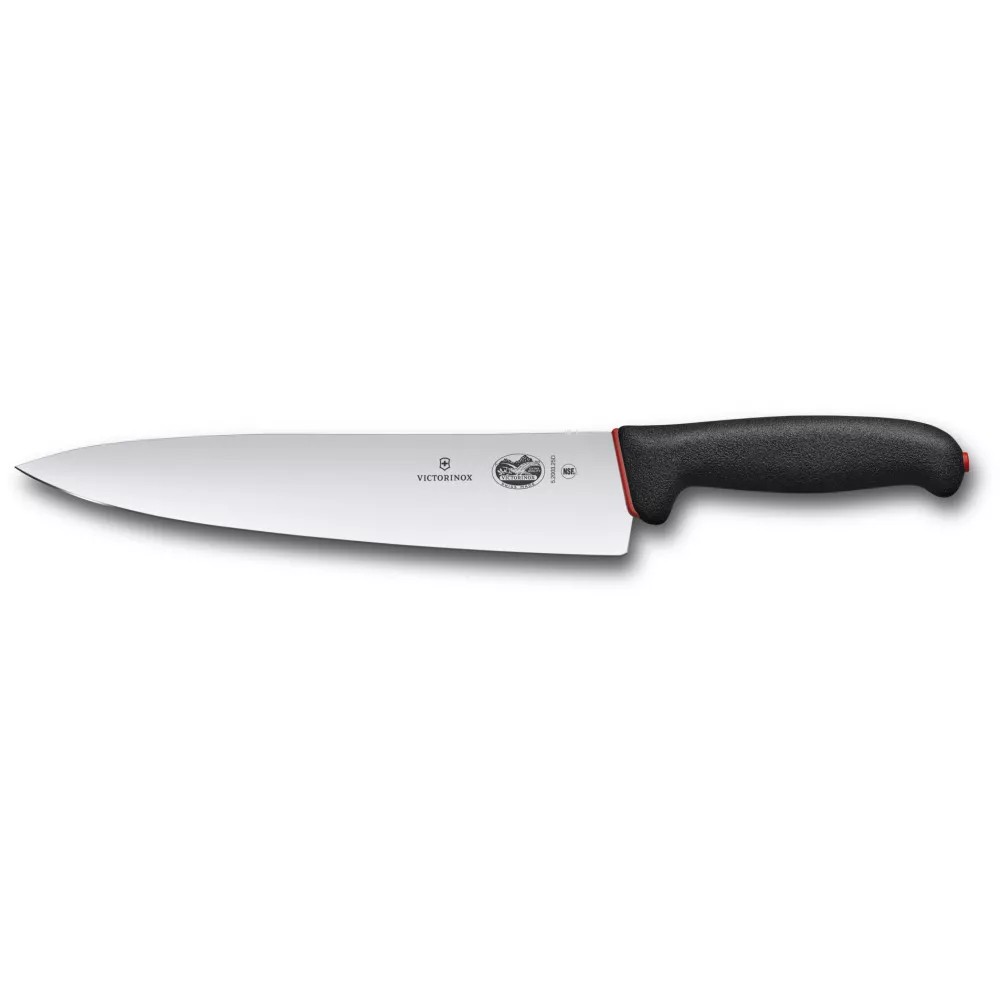 Кухонний шеф ніж 25 см Victorinox Dual Grip Chef's, чорна з червоним рукоять (5.2003.25D)