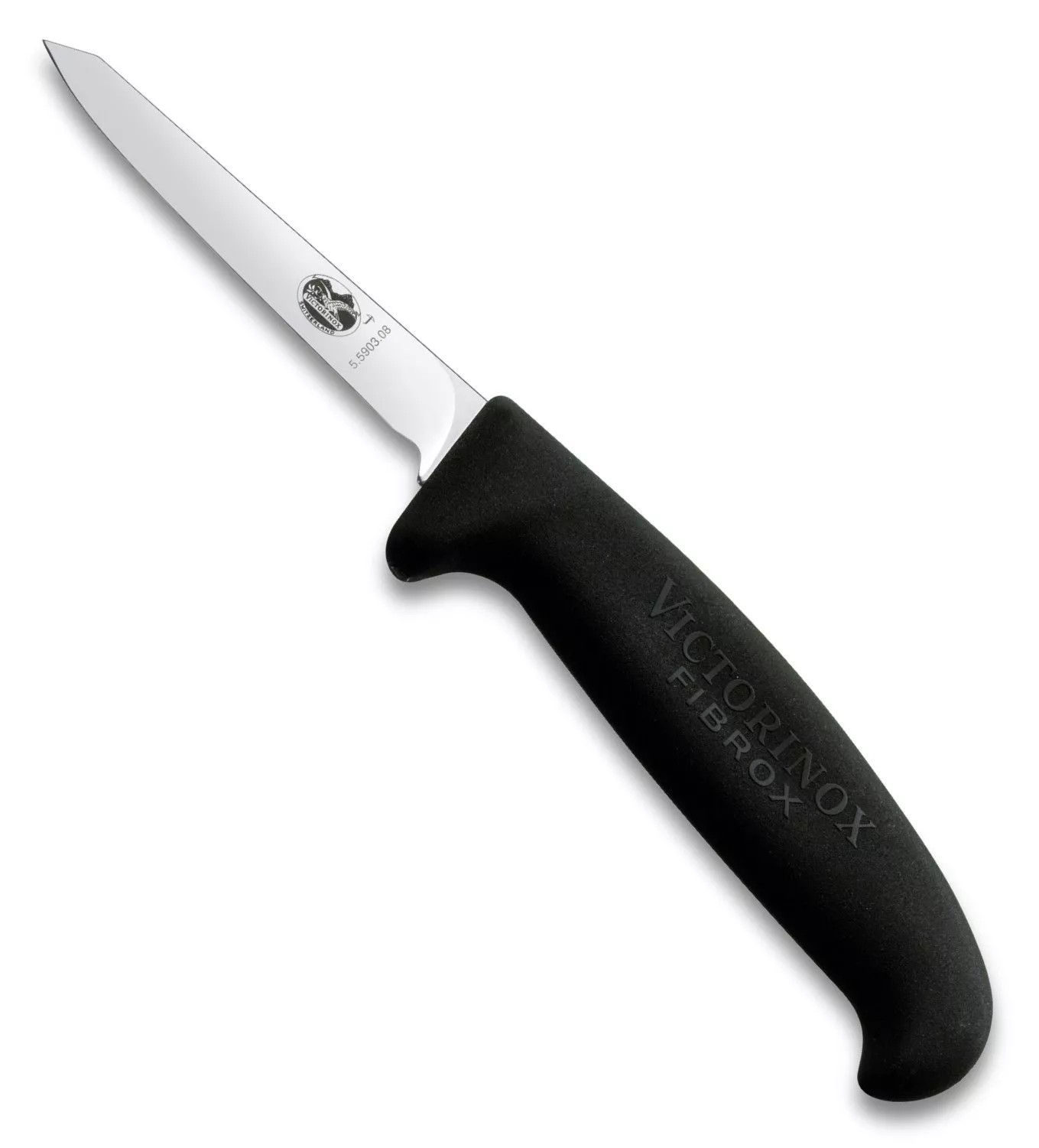 Обробний ніж для птиці 8 см Victorinox Poultry лезо вузьке, чорна ручка (5.5903.08S)