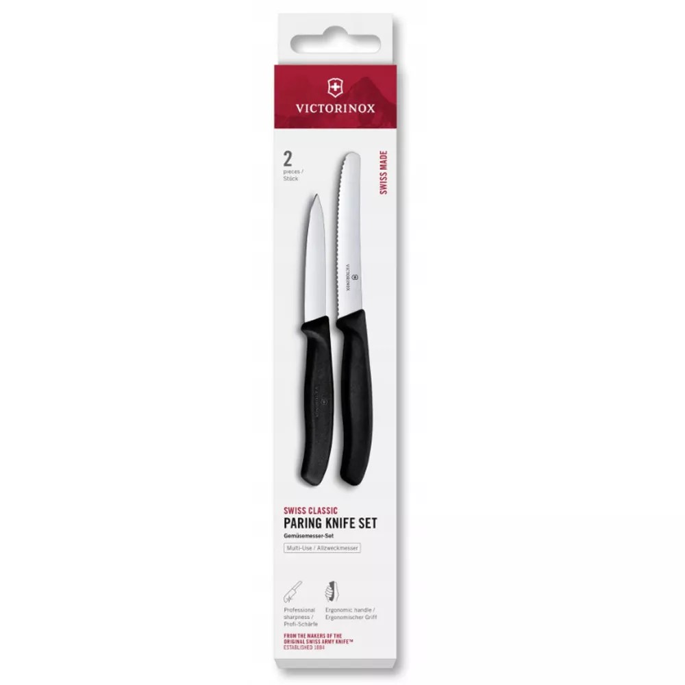 Набір для чистки овочів з двох ножів Victorinox Swiss Classic чорний (6.7113.2)