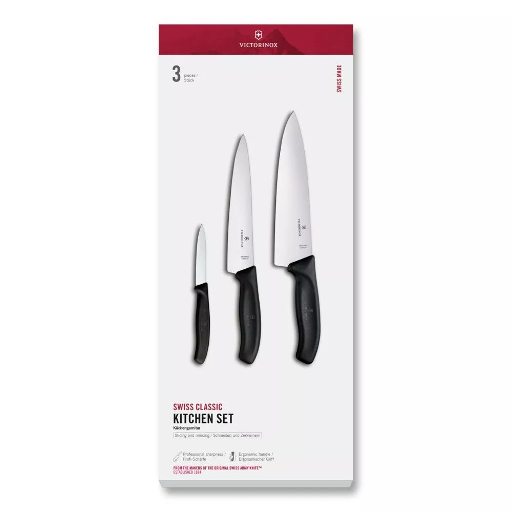 Набір кухонний з трьох ножів Victorinox Swiss Classic Kitchen Set чорний (6.7133.3G)
