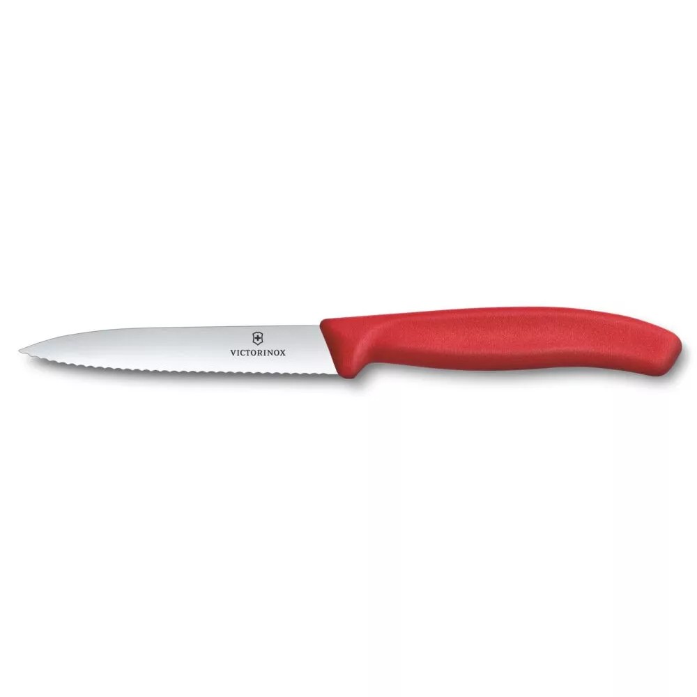 Ніж для чистки та нарізки овочів 10 см Victorinox Swiss Classic Paring лезо серрейтор, червоний (6.7731.C1)