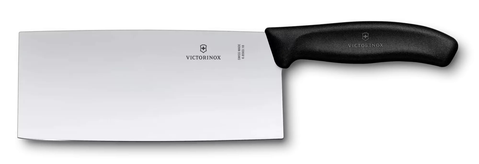 Кухонний китайський шеф-ніж (сокирка) 18 см Victorinox Swiss Classic Chinese chef's лезо ширина 7 см, рівне, чорний , блистер картон(6.8563.18B)