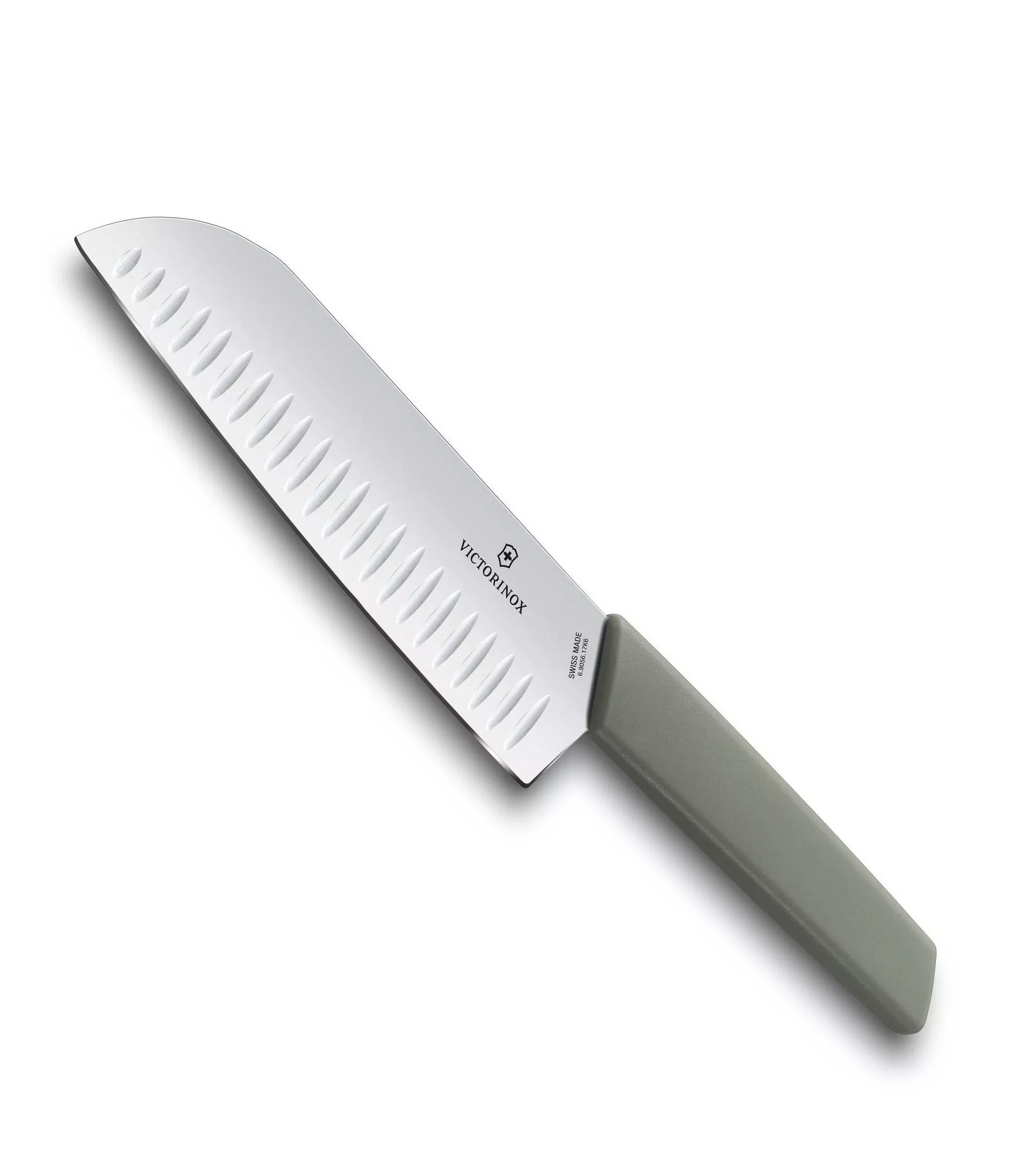 Ніж кухонний Сантоку 17 см Victorinox Swiss Modern Santoku лезо рифлене (з канавками) , оливковий , блістер(6.9056.17K6B)