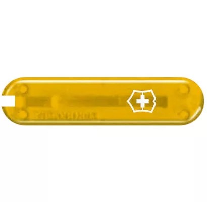 Накладка на ніж-брелок 58 мм Victorinox Tuscan Sun передня з лого, жовта напівпрозора (C.6281.T3)